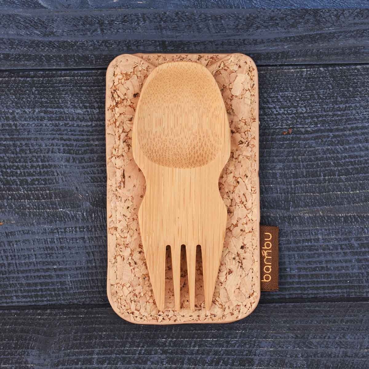 bamboo spork and cork travel set