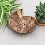 coconut shell soap dish leaf design