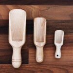 small wooden scoops