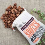 soap nuts bag with soap nut spilling out