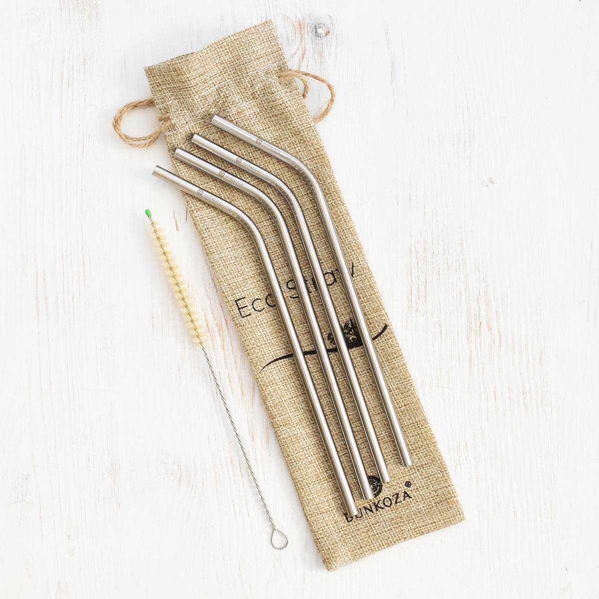 Stainless Steel Straws Angled 4 Pack Peace With The Wild