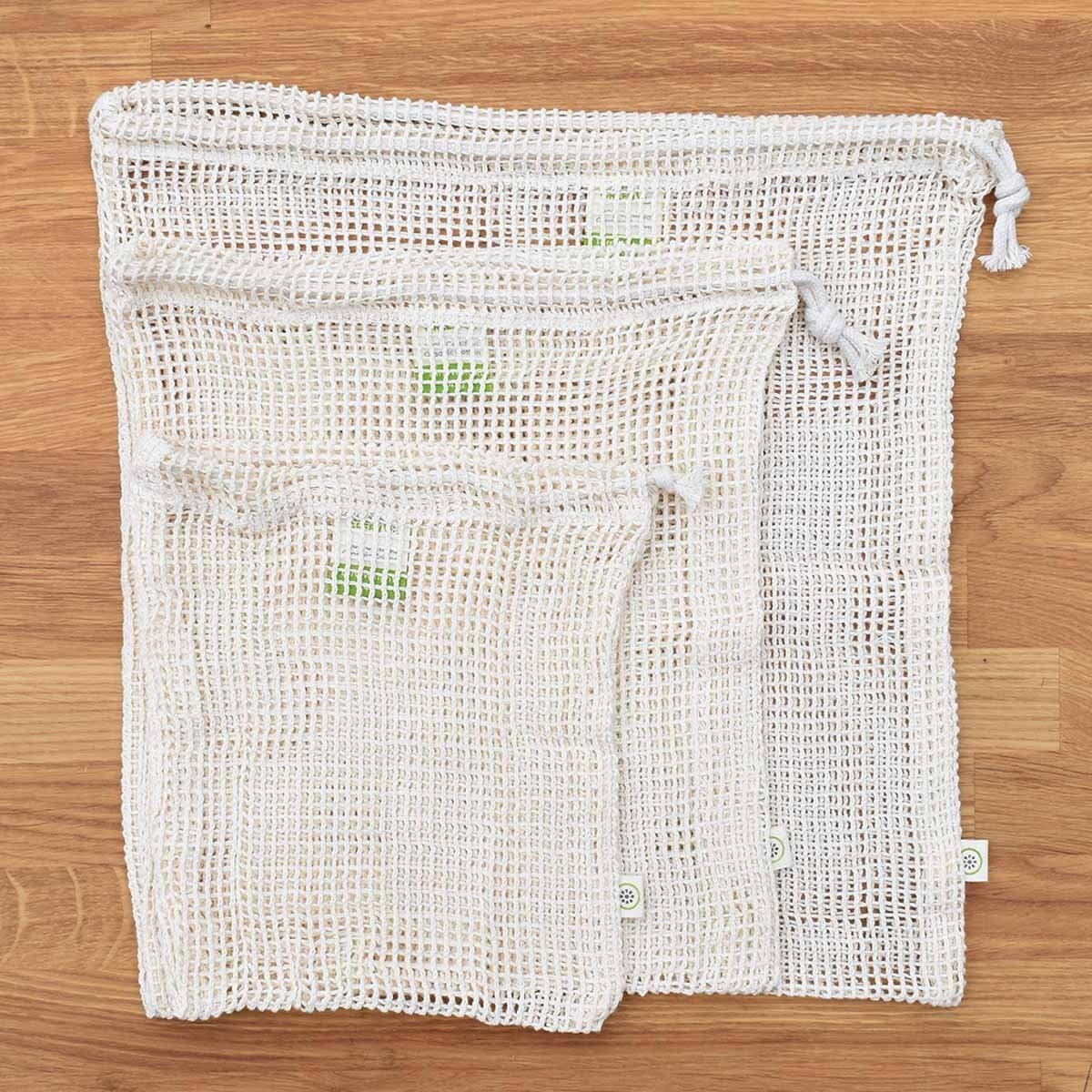 organic cotton net produce bags 3 set a slice of green