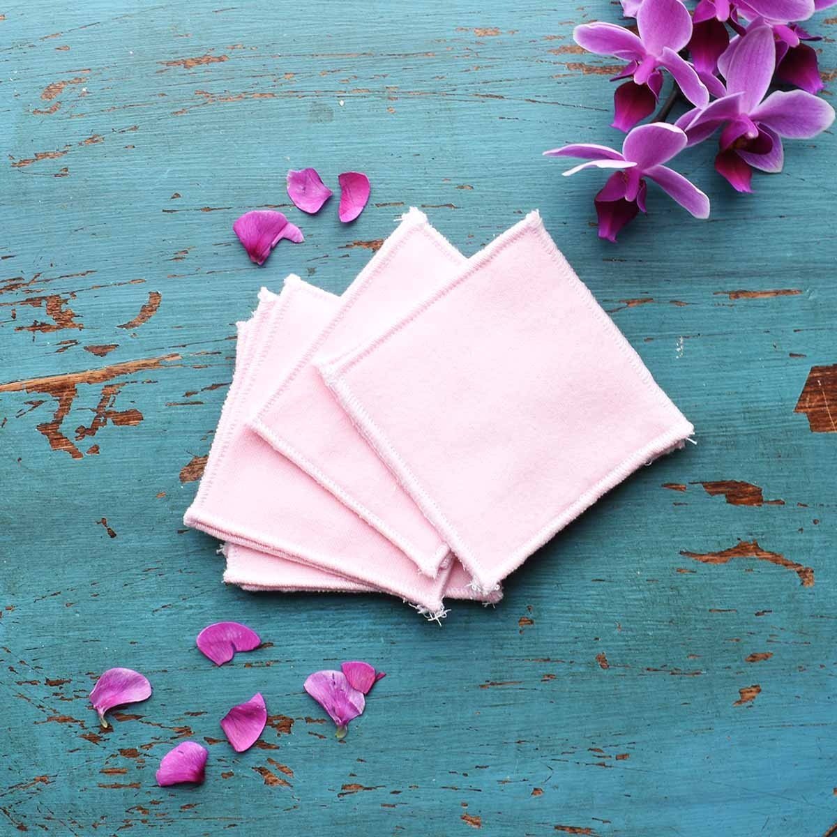 reusable facial wipes rounds pink