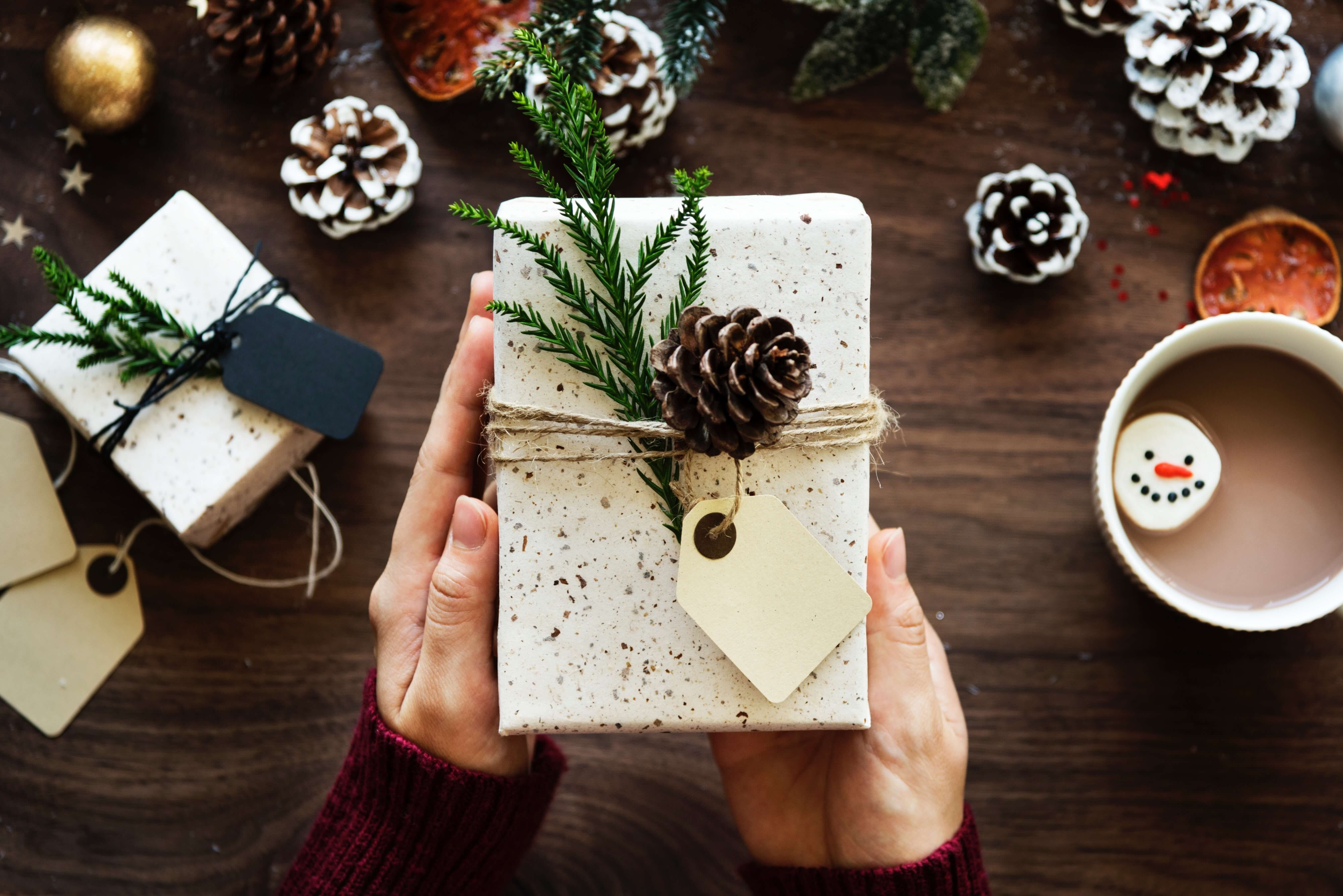 Christmas themed gift wrapping
