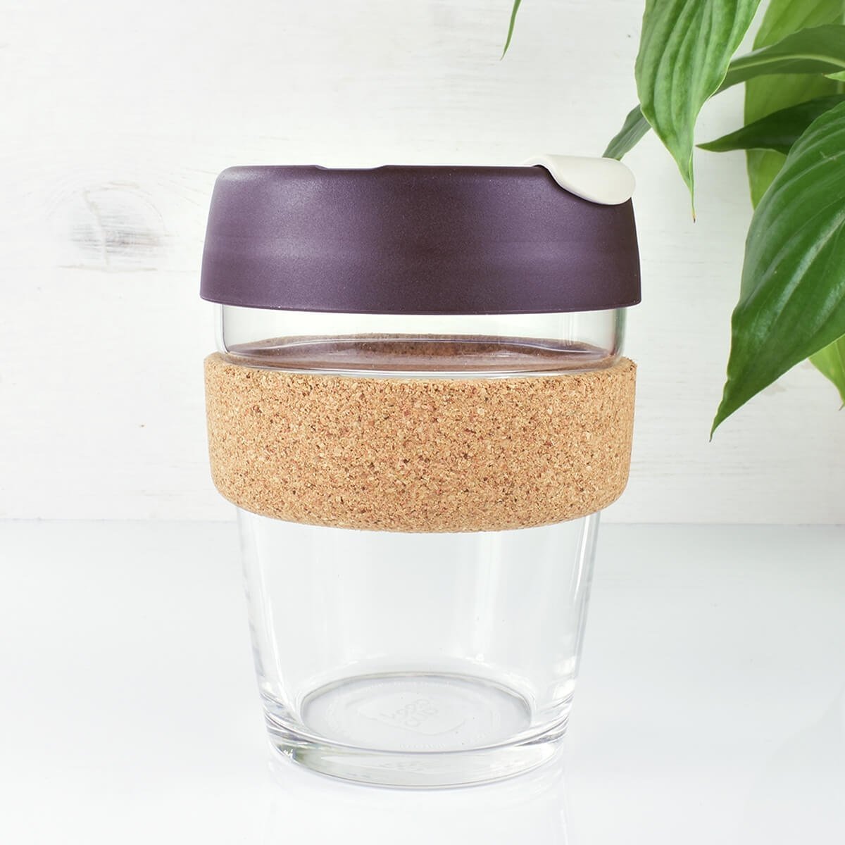 reusable glass coffee keepcup brown 12oz