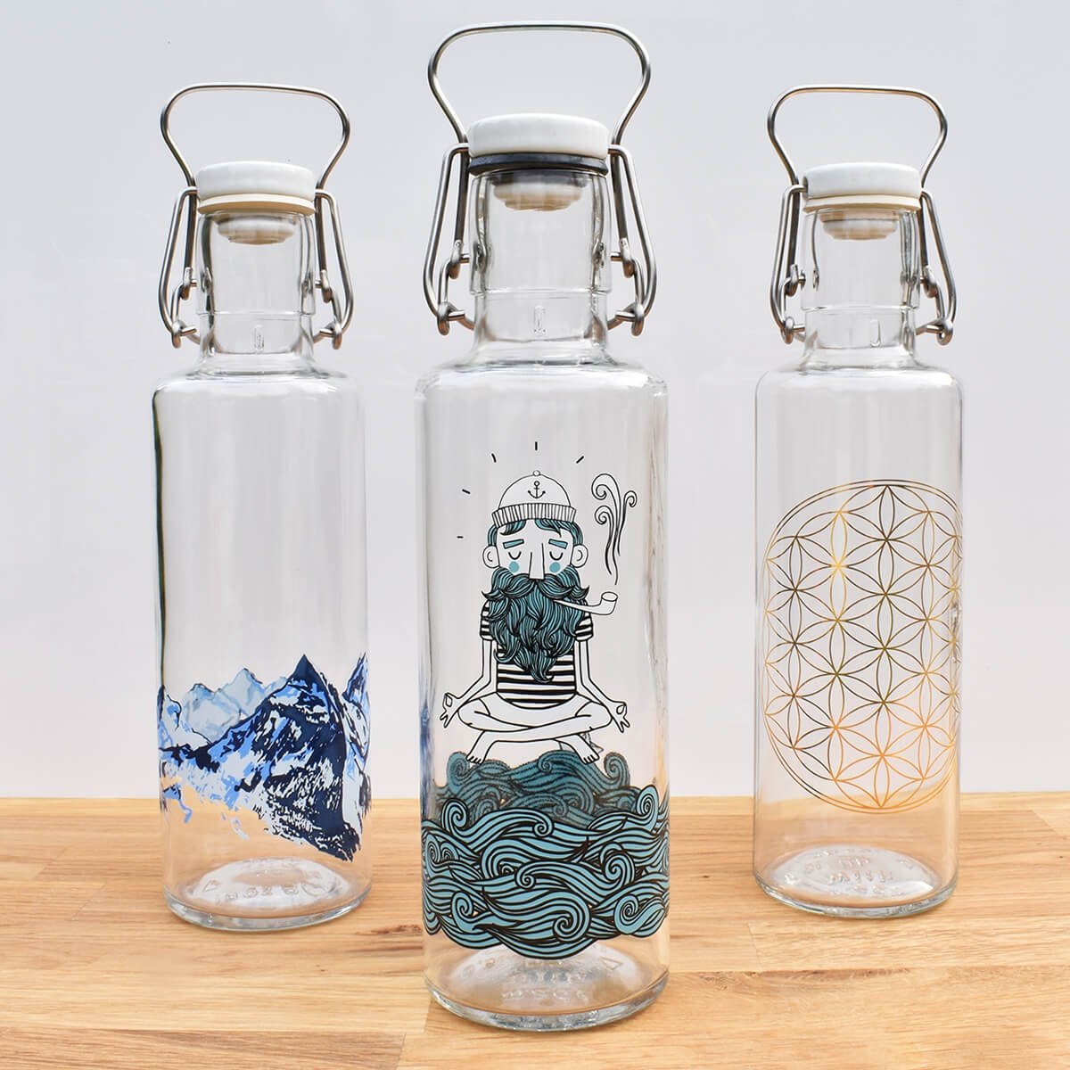 collection 3 soul glass water bottle 0.6l