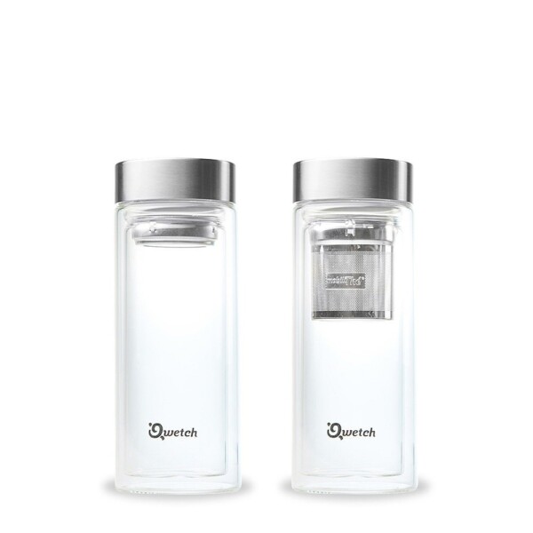 Qwetch Glass Water Bottle with Tea Infuser
