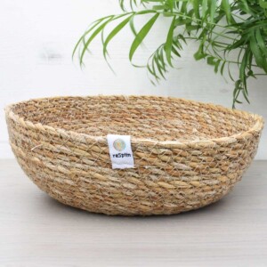 ReSpiin Shallow Medium Natural Seagrass Storage Basket