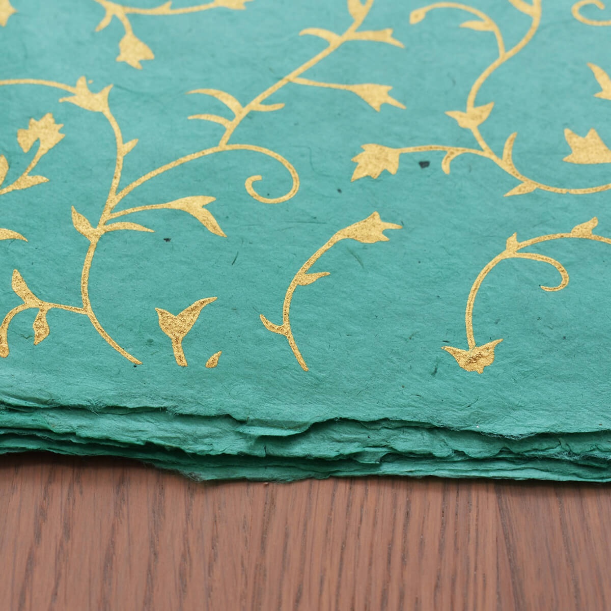 Happy Wrap Handmade Lokta Wrapping Paper - Aqua &amp; Gold