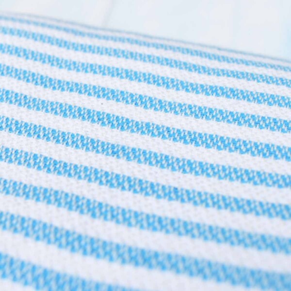 Ebb Flow Cornwall Blue Turkish Towel Quick Dry Hammam Towel Close Up