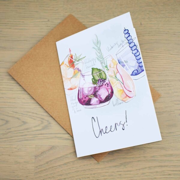 Stefanie Lau Eco-friendly Greetings Card Cheers With Envelope