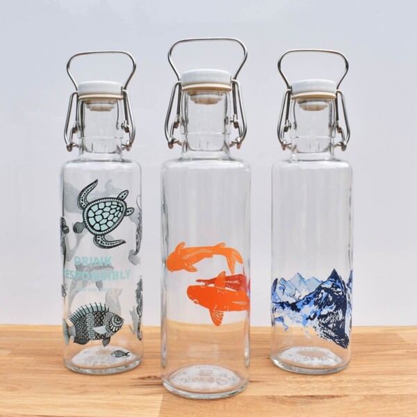 Soul Set Of 3 Glass Water Bottles