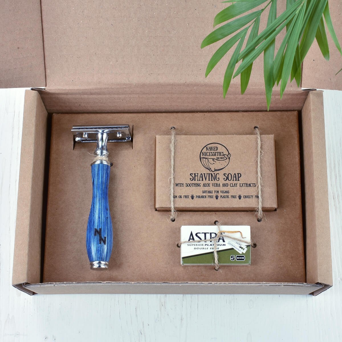 Naked Necessities Double Edge Safety Razor Kit Ocean Blue