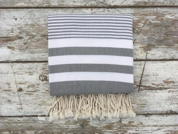 Ebb Flow Cornwall Grey Turkish Towel Quick Dry Chappie Hammam Towel