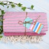 Ebb Flow Cornwall Pink Turkish Towel Quick Dry Hammam Towel Tied Up With Label