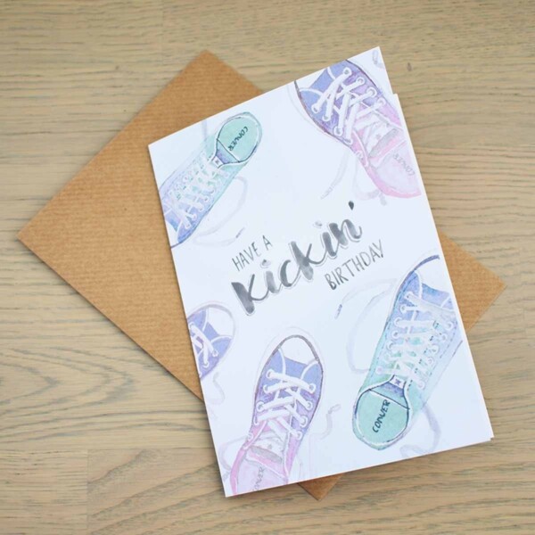 Stefanie Lau Eco-friendly Greetings Card Have A Kickin Birthday With Envelope