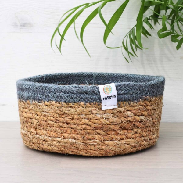 ReSpiin Small Grey Jute & Seagrass Storage Basket