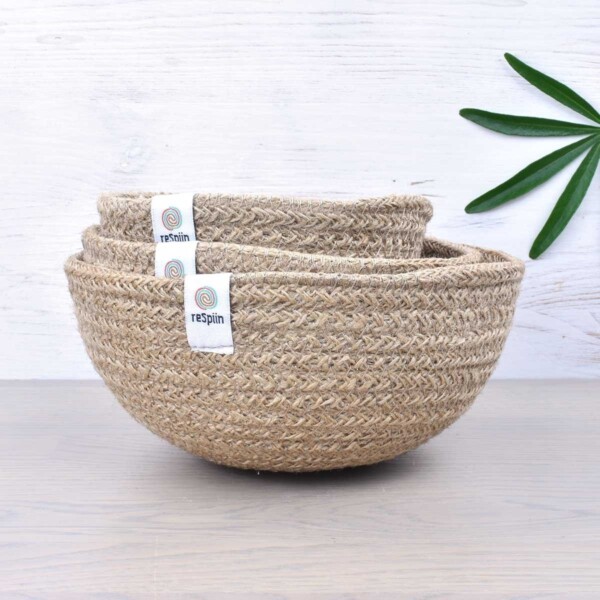 ReSpiin Natural Mini Jute Bowl Set Of 3