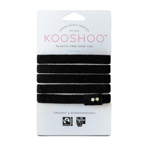 Black Organic Plastic-Free Hair Ties - 5 Pack