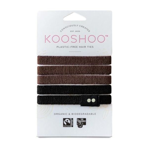 Brown/Black Organic Plastic-free Hair Ties - 5 Pack