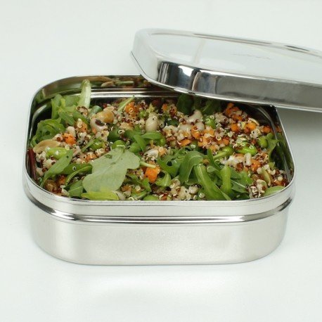 A Slice of Green Large Stainless Steel Square Food Container Open