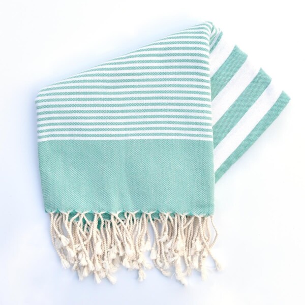 Ebb Flow Cornwall Turkish Towel Quick Dry Chappie Hammam Towel Unfolded Mint Green