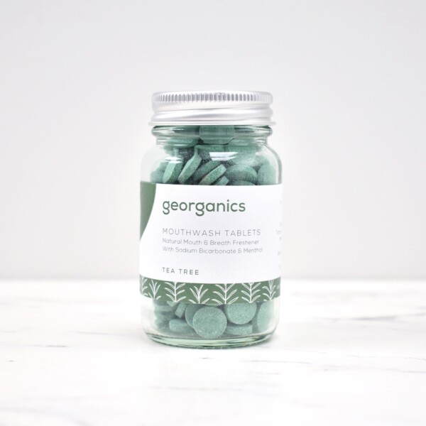 Georganics mouthwash tablets, tea tree, dental care, dental hygiene, vegan friendly,