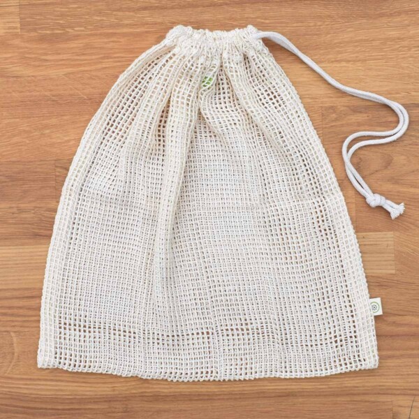 A Slice of Green Large Organic Cotton Net Produce Bag With Drawstring Close