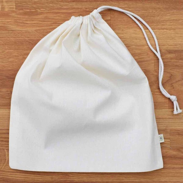 A Slice of Green Large Sized Organic Cotton Produce Bag With Drawstring Close
