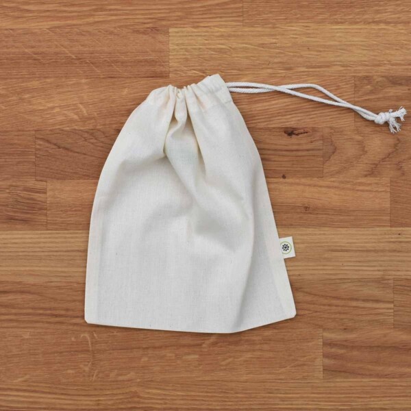 A Slice of Green Small Organic Cotton Produce Bag With Drawstring Close
