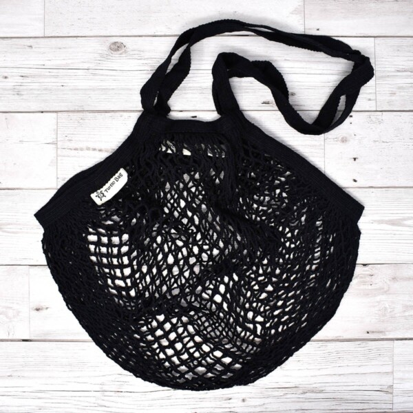 Turtle Bags Black Long Handle Organic Cotton String Bag