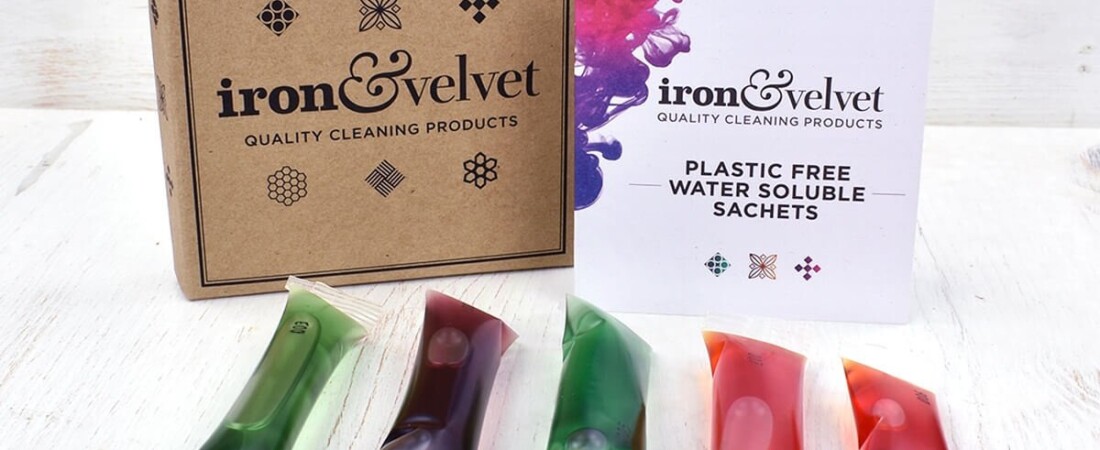 iron and velvet, iron & velvet, Plastic Free Cleaning Sachets, cleaning sachets, household cleaning, water soluble sachets, plastic-free, cleaner, anti bacterial,