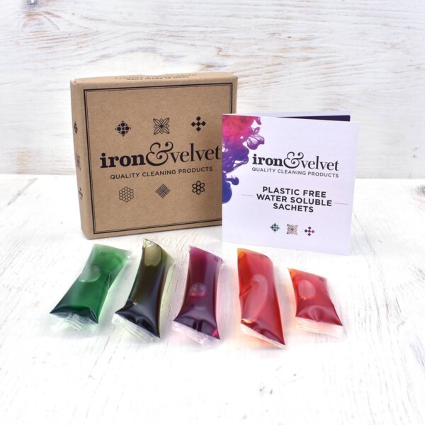 iron and velvet, iron & velvet, Plastic Free Cleaning Sachets, cleaning sachets, household cleaning, water soluble sachets, plastic-free, cleaner, anti bacterial,