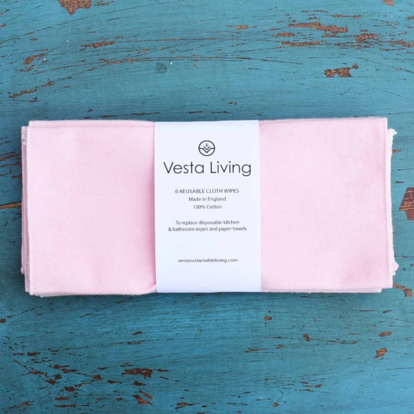 Vesta Living Reusable Cloth Wipes Pink In Packaging