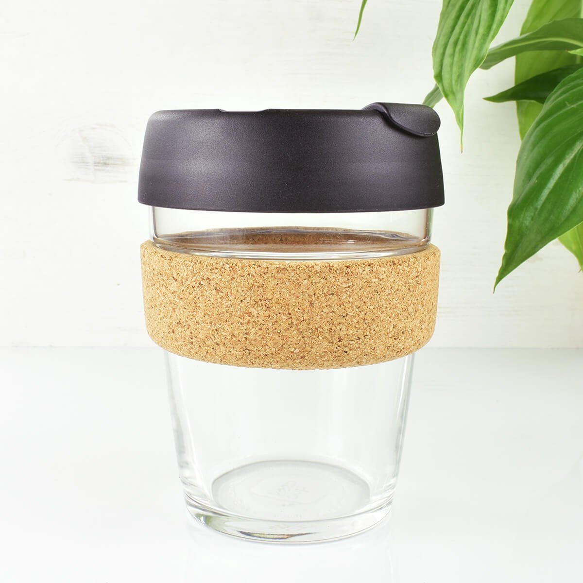 KeepCup 12oz Reusable Coffee Cup. Toughened Glass Cup & Natural Cork Band.  12-Ounce/Medium, Press