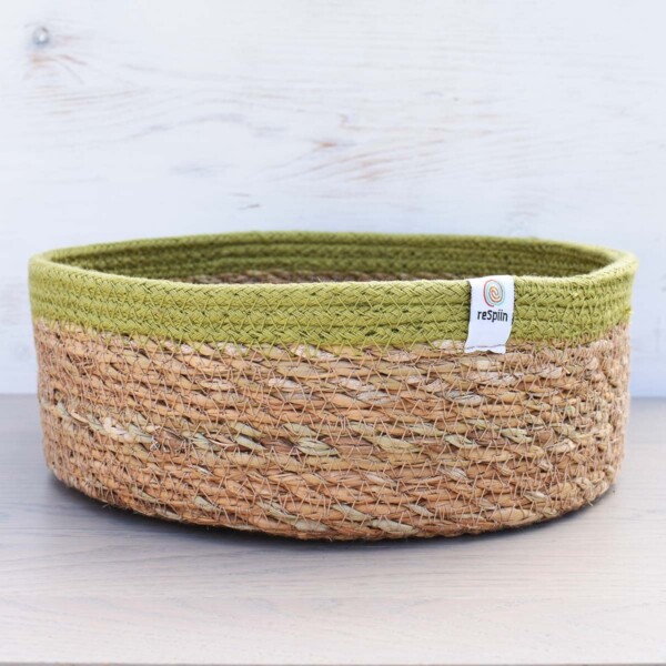 ReSpiin Green Seagrass & Jute Storage Basket