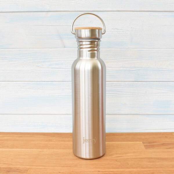 Jerry Brushed Steel Stainless Steel Bottle With Bambo Lid