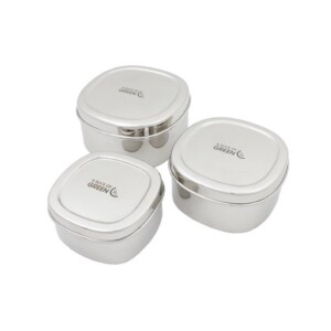 Square Stainless Steel Containers | Microwave-Safe Green / 600 ml