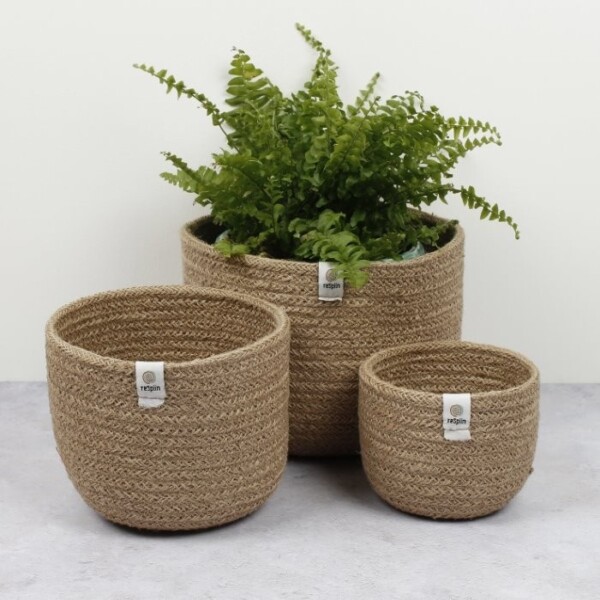 ReSpiin Tall Natural Jute Basket Set