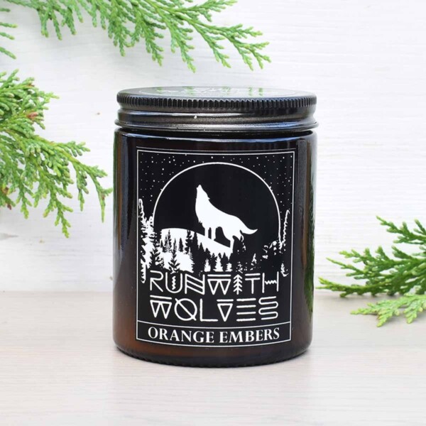 Run With Wolves Orange Embers Soy Wax Candle In Jar