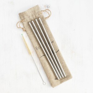 Bunkoza Stainless Steel Straws Smoothie With Sisal Cleaning Brush & Travel Bag
