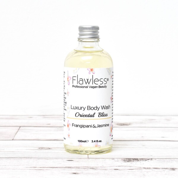 flawless, oriental bliss , Body Wash, skincare, vegan-friendly, handmade, luxury body wash, frangipani , aromatic jasmine,