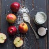 Apple Oak Smoked Dorset Sea Salt Flakes loose with fresh apples