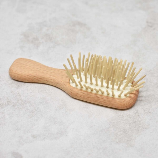 Eco Living Mini Wooden Hair Brush Side View