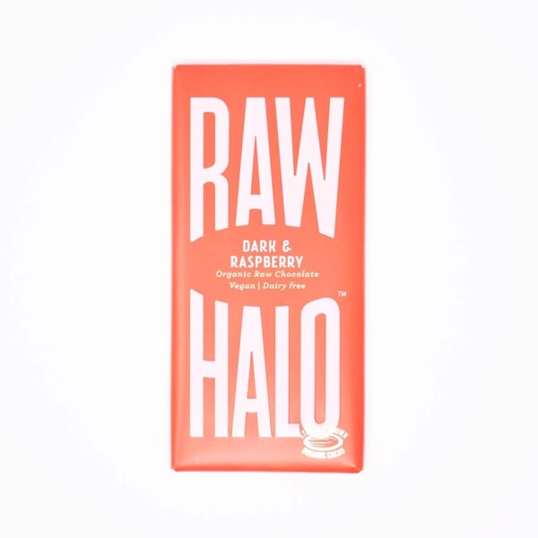 Raw Halo Vegan Organic Raw Chocolate Dark & Raspberry 70g Bar