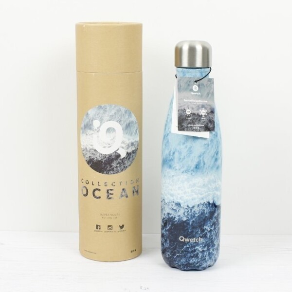 Qwetch Ocean Lover Stainless Steel Water Bottle And Packaging