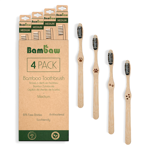 Bamboo Toothbrush Medium Bristles - 4 Pack
