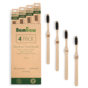 Bamboo Toothbrush Hard Bristles - 4 Pack