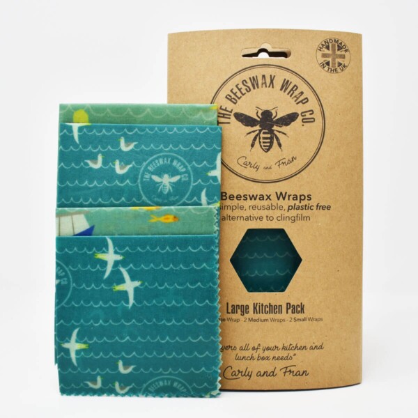 The Beeswax Wrap Co Sea Print Beeswax Wraps Large Kitchen Pack