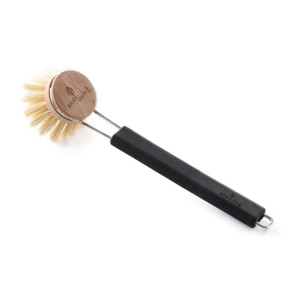 Eco Living Plant Bristle Black Dish Brush with Silicone Handle